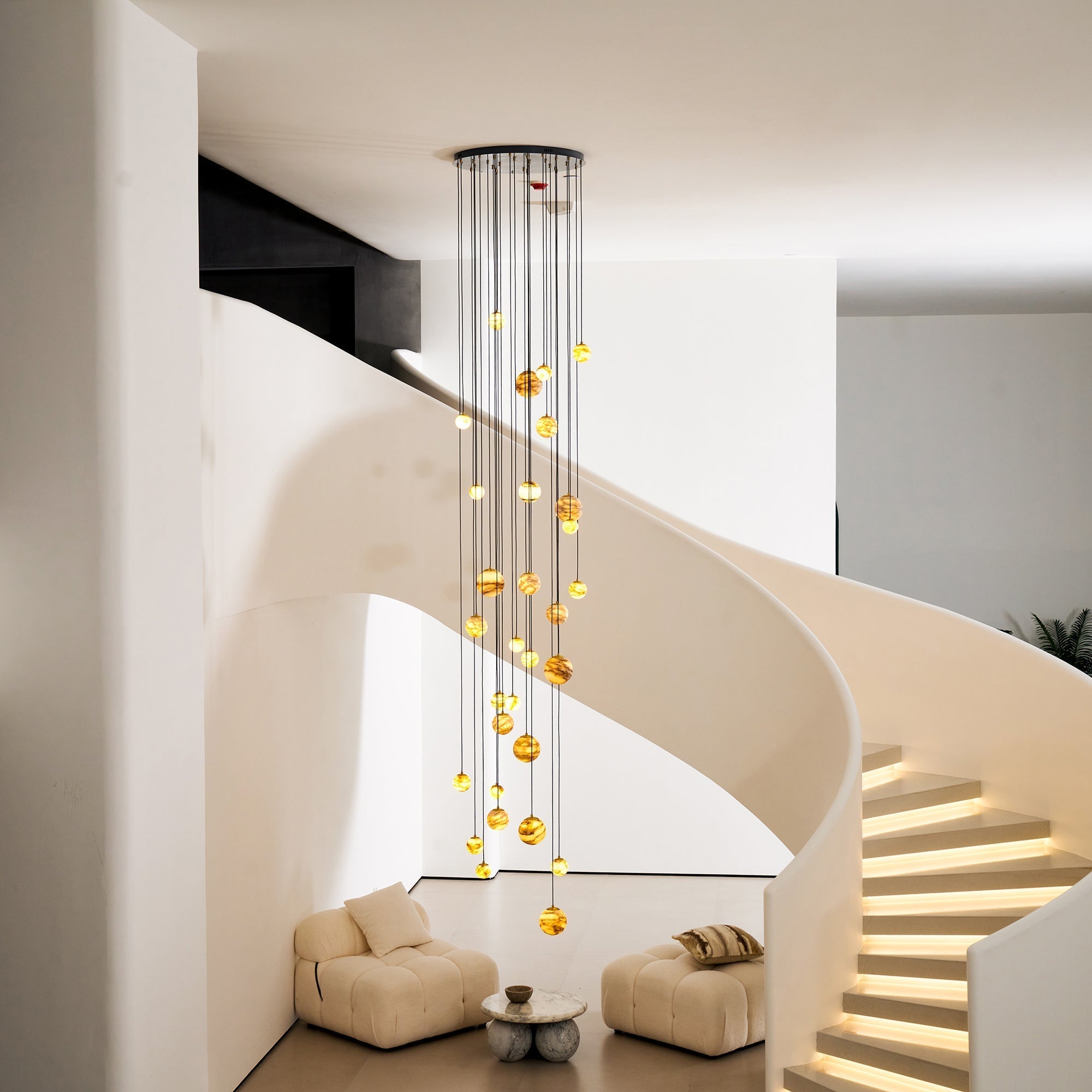 Freyza | Arsorarae Cluster Alabaster Chandelier – Dining Room Living Room