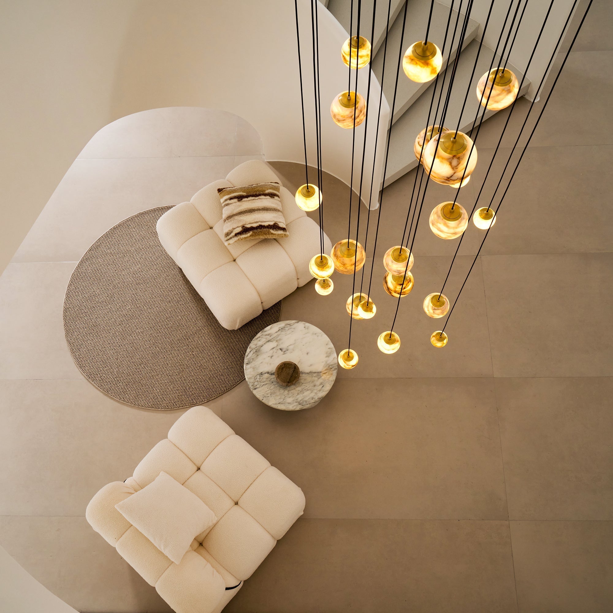 Freyza | Arsorarae Cluster Alabaster Chandelier – Dining Room Living Room