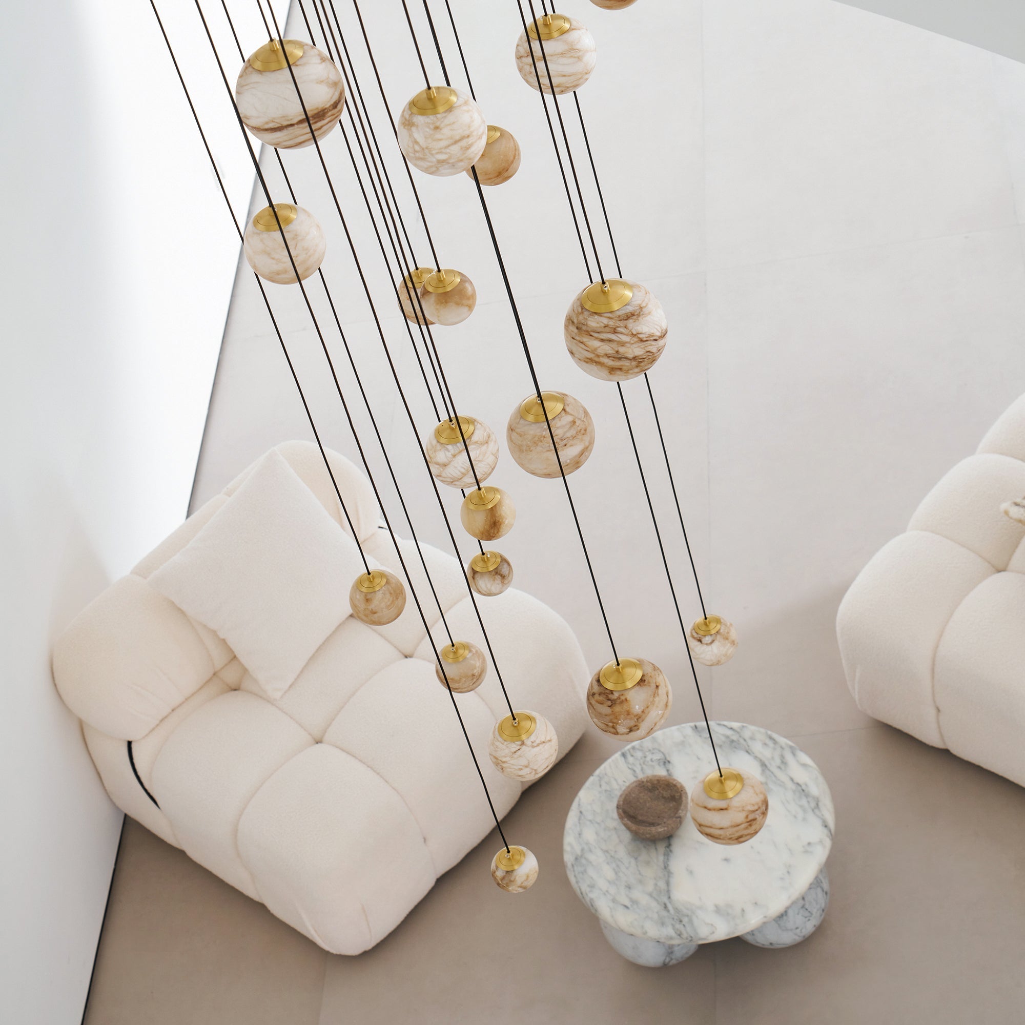 Freyza | Arsorarae Cluster Alabaster Chandelier – Dining Room Living Room