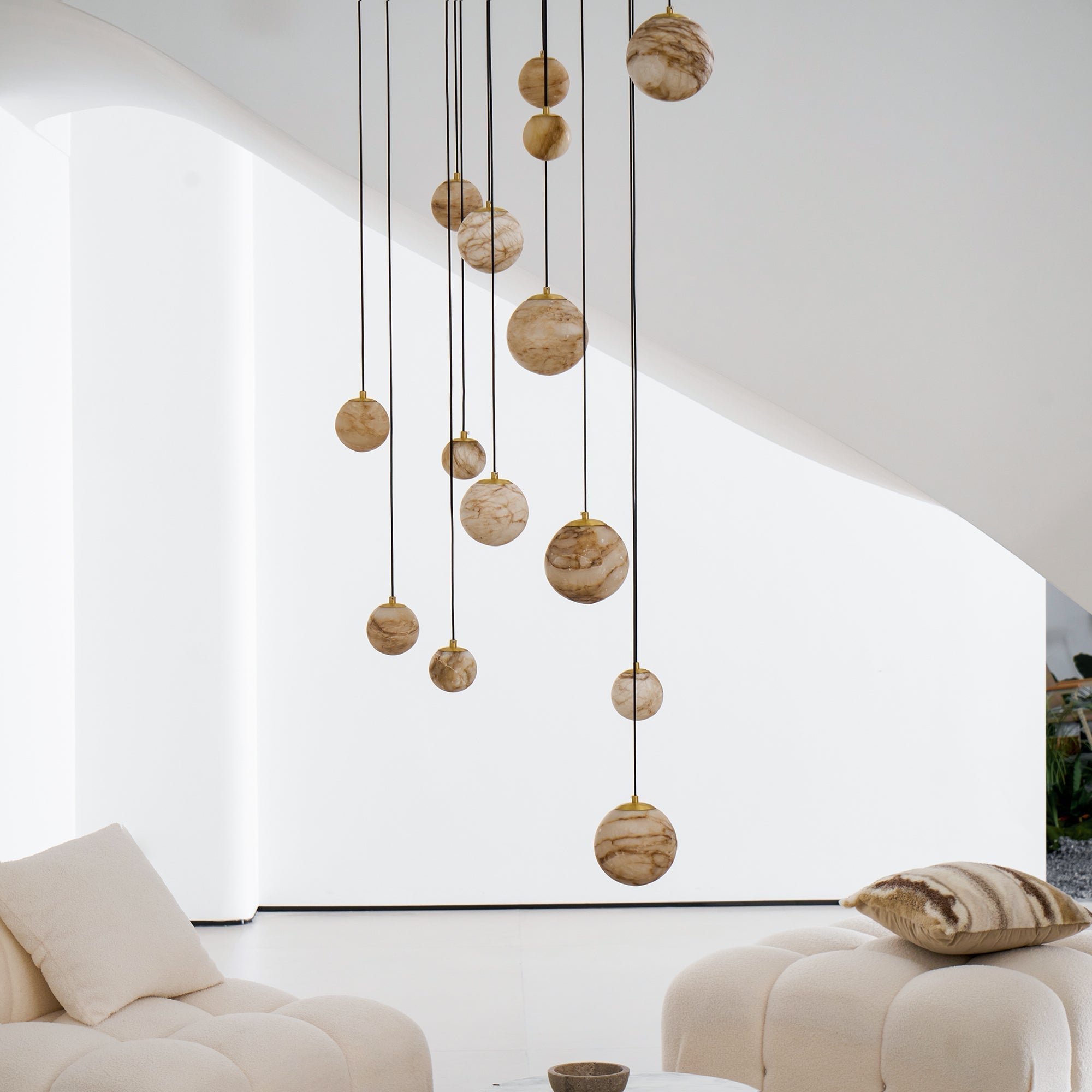 Freyza | Arsorarae Cluster Alabaster Chandelier – Dining Room Living Room