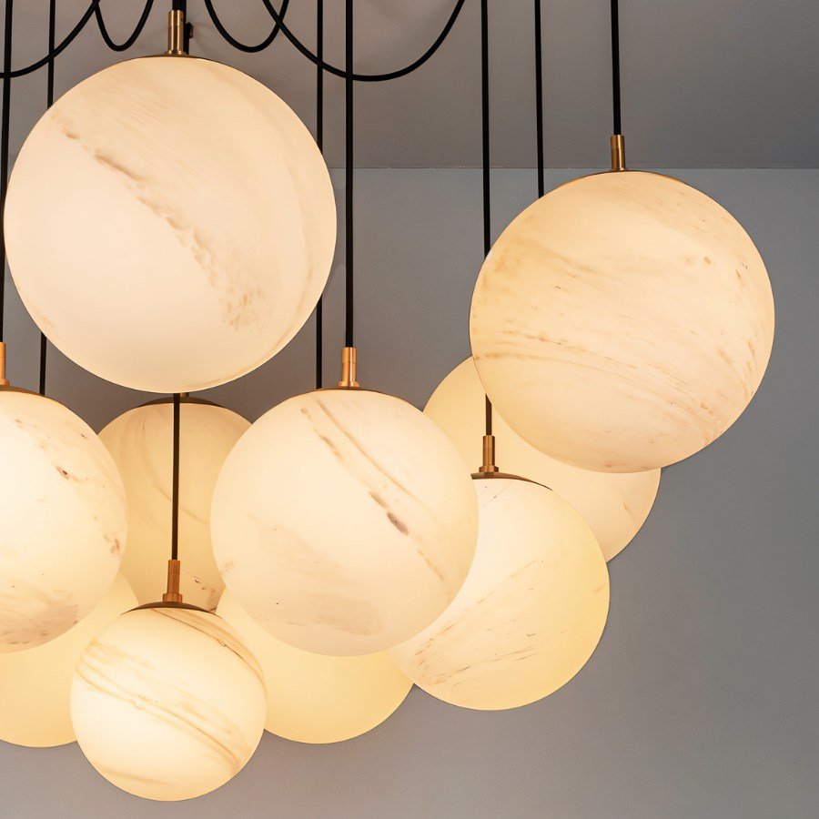 Freyza - SvaraStone | Elegant Modern Alabaster Dining Room Chandelier Light