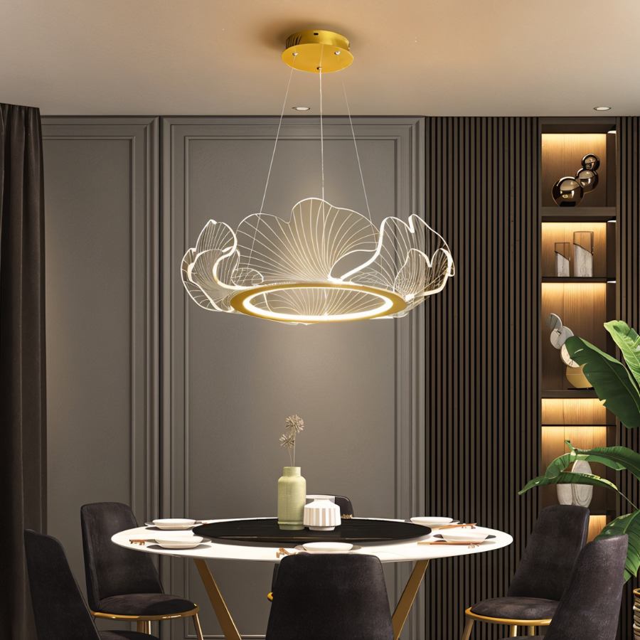 Freyza - TajiaGlow | Elegant Modern Gold Chandelier Light with Acrylic Shades