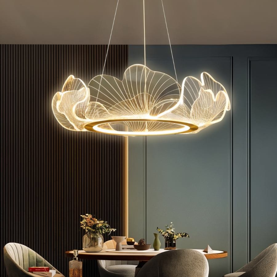 Freyza - TajiaGlow | Elegant Modern Gold Chandelier Light with Acrylic Shades