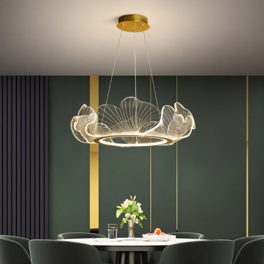 Freyza - TajiaGlow | Elegant Modern Gold Chandelier Light with Acrylic Shades