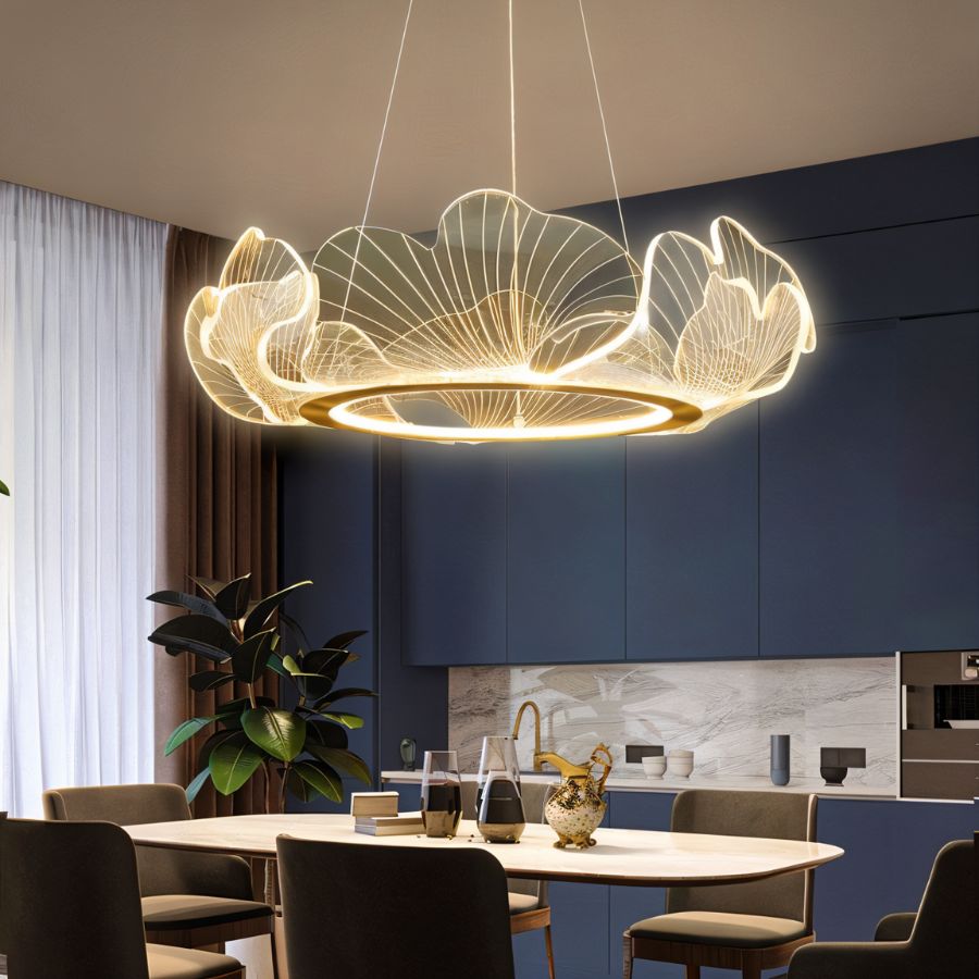 Freyza - TajiaGlow | Elegant Modern Gold Chandelier Light with Acrylic Shades