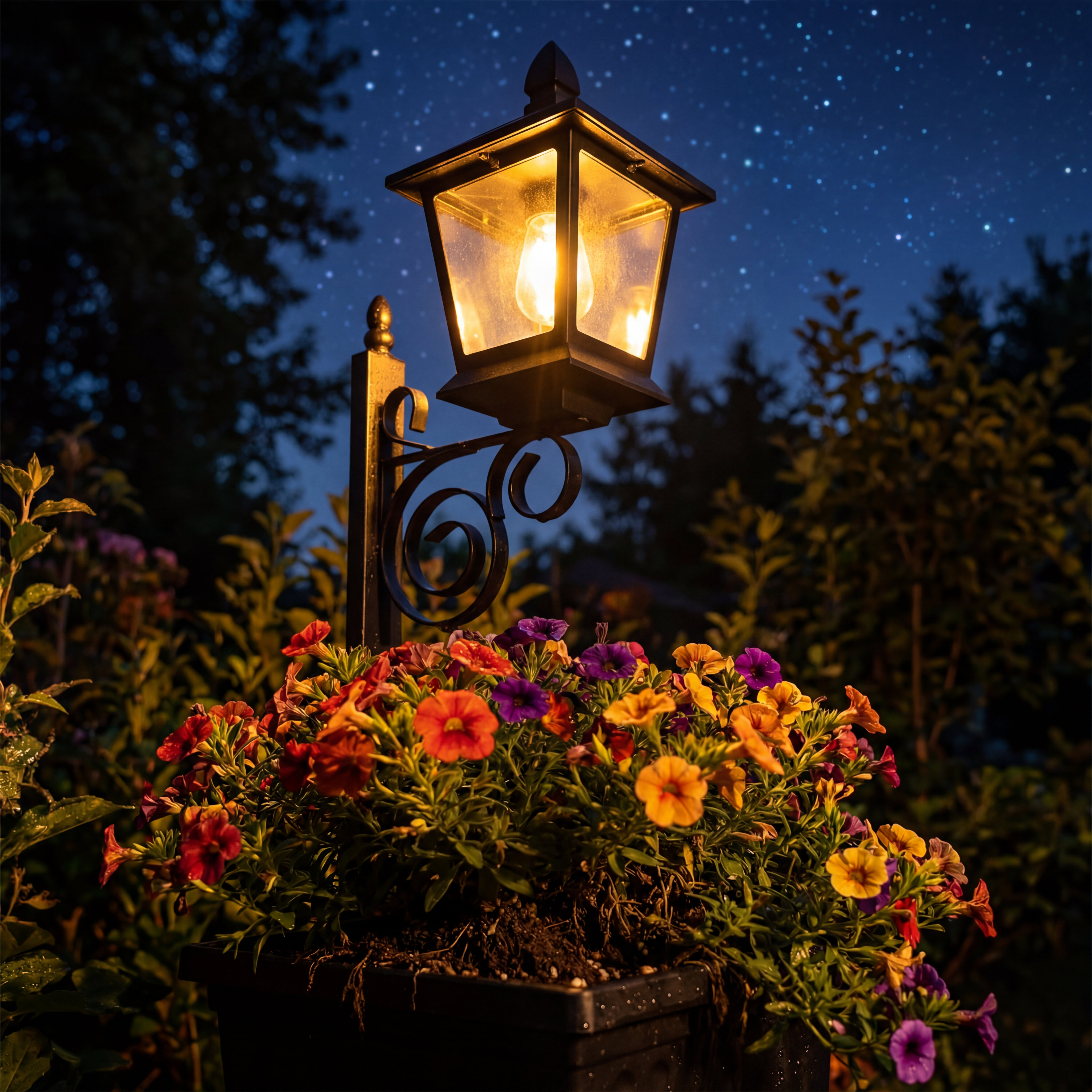 Freyza - Stylish Solar Garden Light With Planter & Automatic Dusk Feature