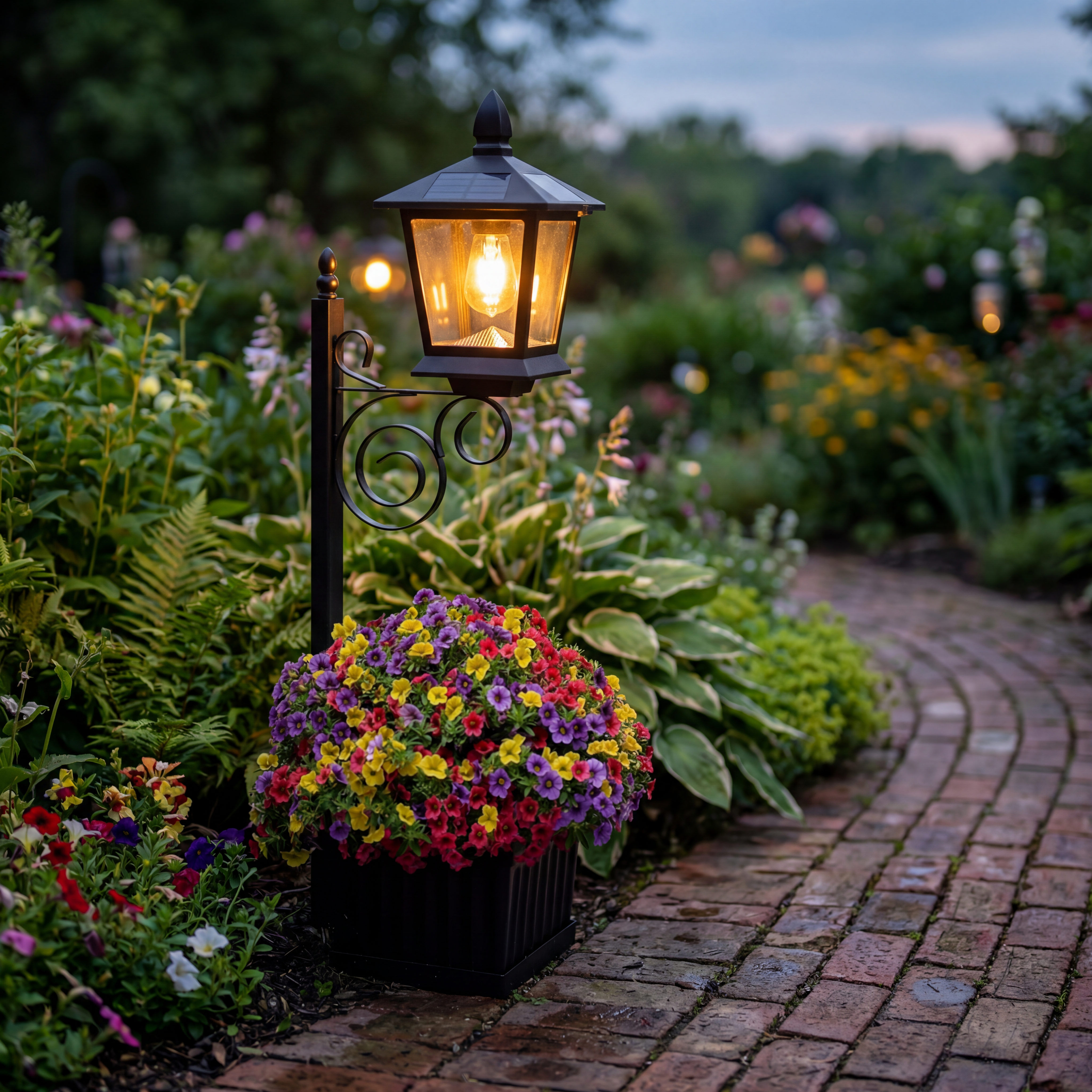 Freyza - Stylish Solar Garden Light With Planter & Automatic Dusk Feature