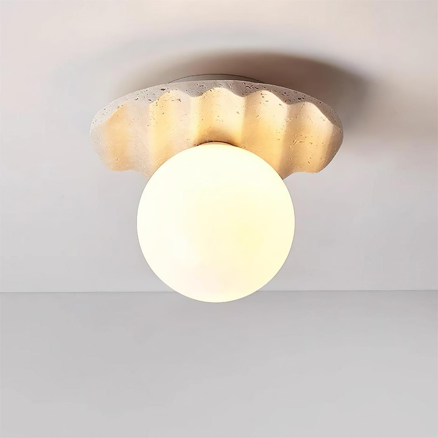 Freyza | Plafonnier encastré en verre et travertin Ritta – chambre, couloir, cuisine