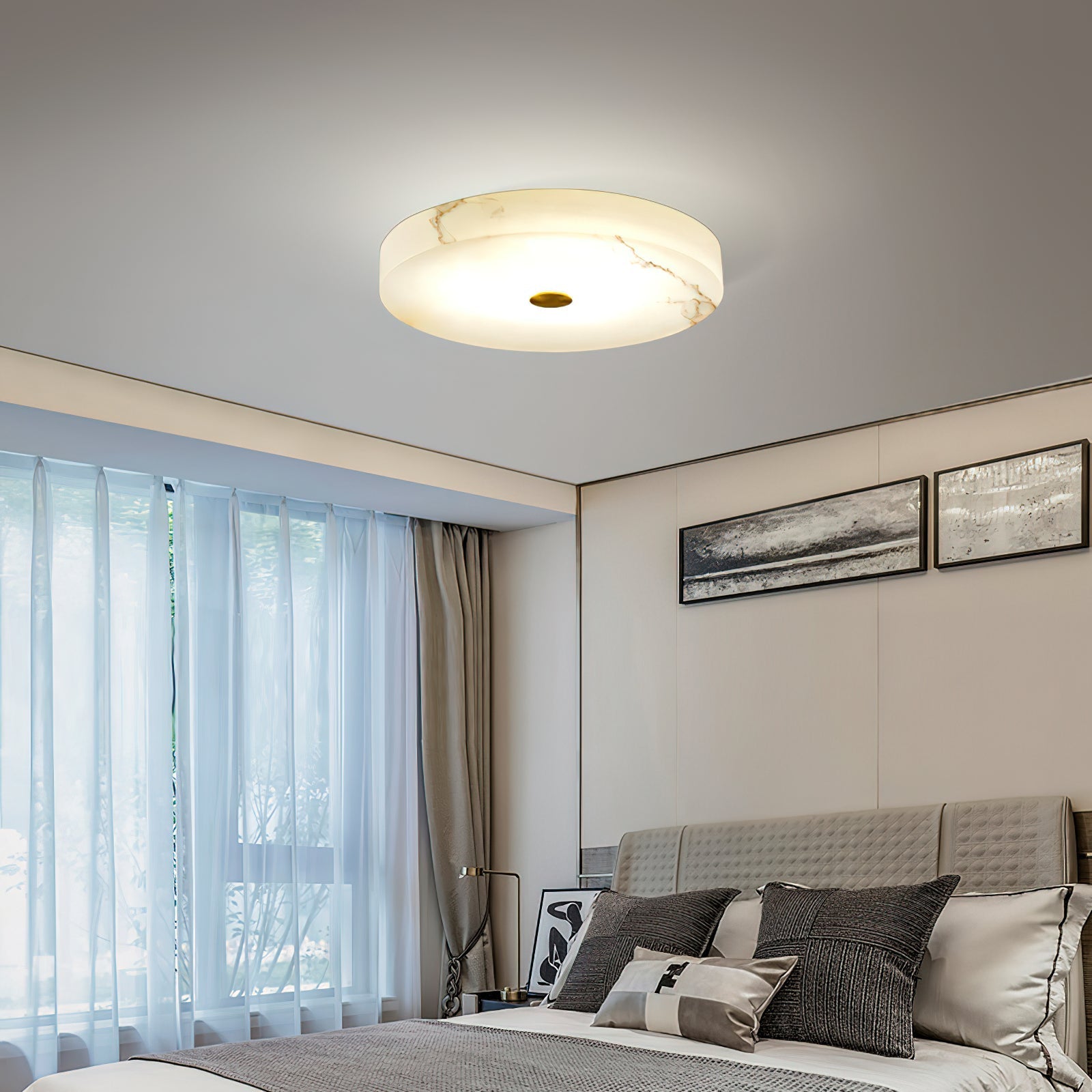 Freyza | Unorir Alabaster-Deckenleuchte – Schlafzimmer, Wohnzimmer