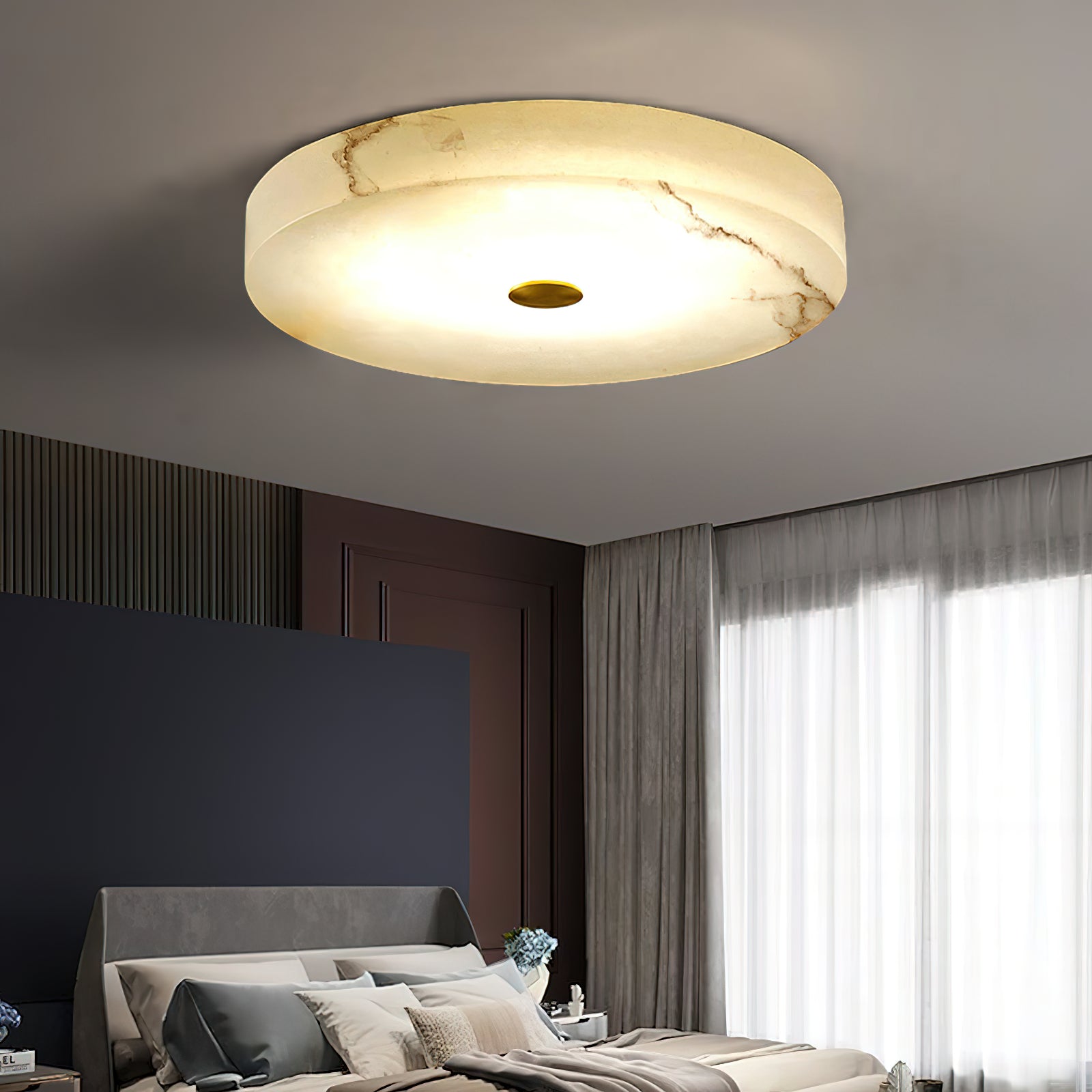 Freyza | Unorir Alabaster-Deckenleuchte – Schlafzimmer, Wohnzimmer