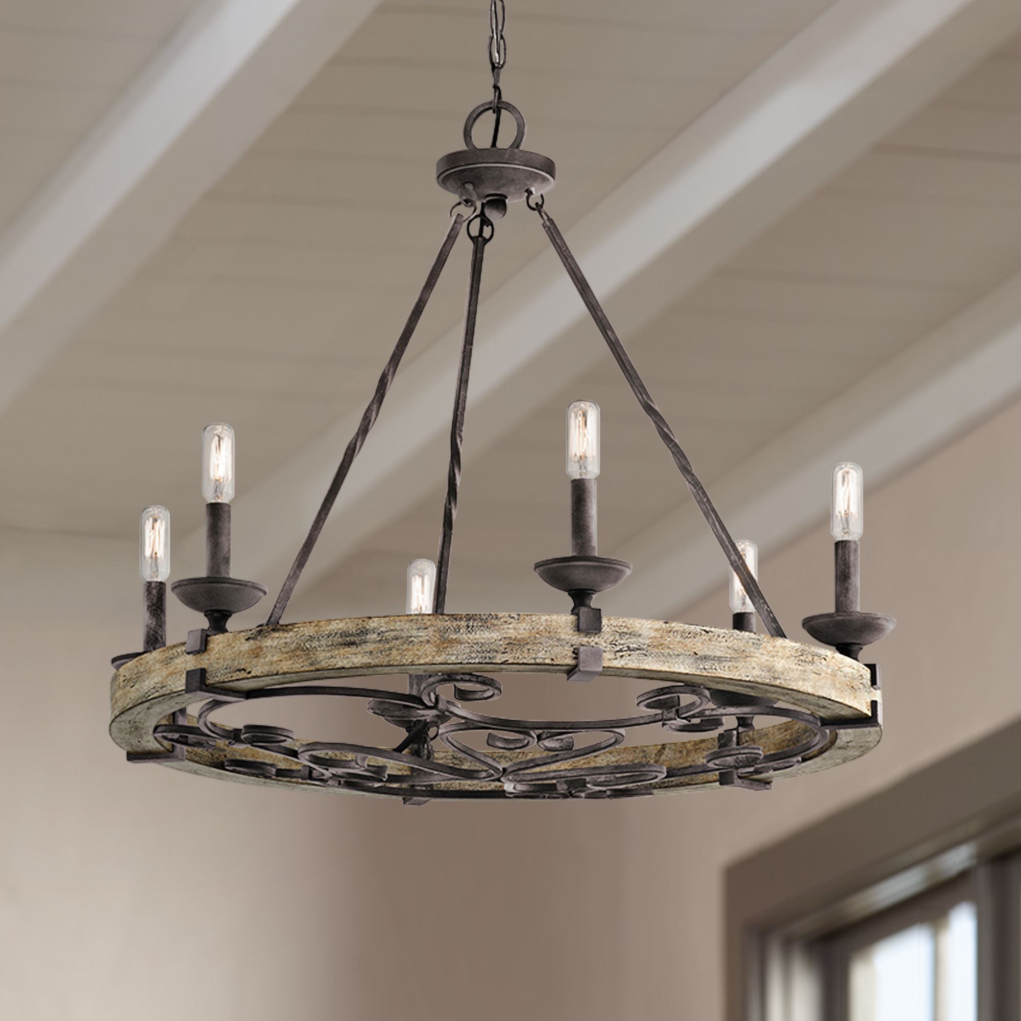 Freyza | Evtalen Vintage Industrial Wood Chandelier – Industrial Dining Room Living Room