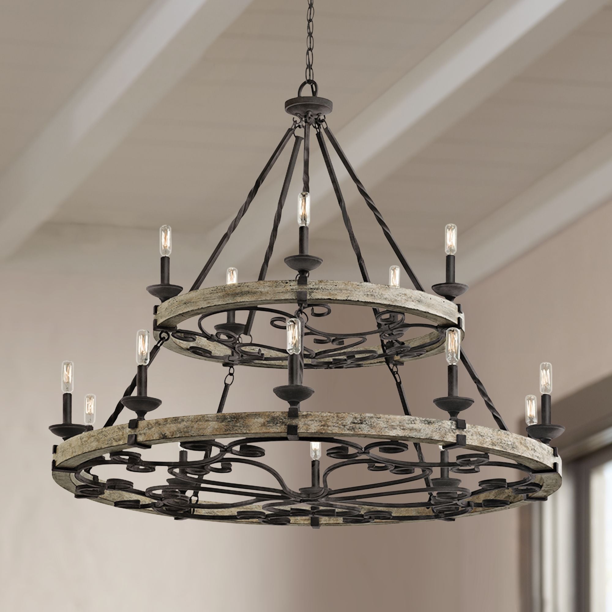 Freyza | Evtalen Vintage Industrial Wood Chandelier – Industrial Dining Room Living Room