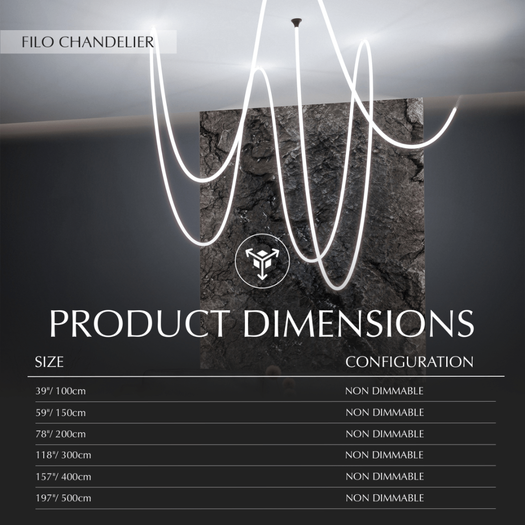 Freyza - FiloStone | Elegant Black LED Modern Chandelier for Contemporary Spaces