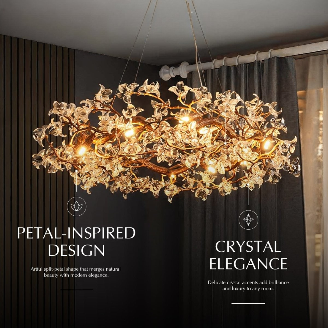 Freyza - PetalaGlow | Elegant Modern Crystal Chandelier Light for Dining Room
