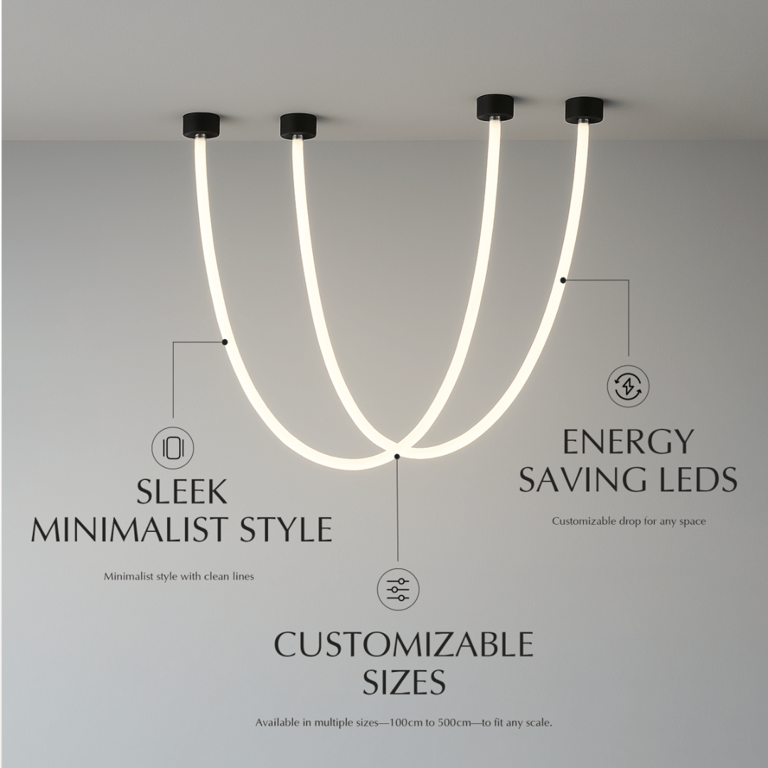 Freyza - FiloStone | Elegant Black LED Modern Chandelier for Contemporary Spaces