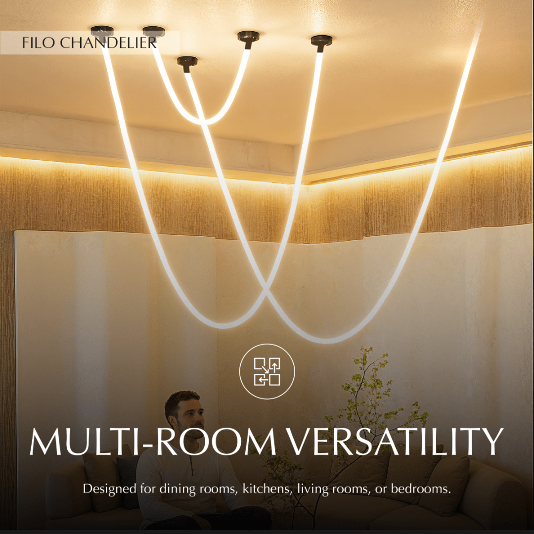 Freyza - FiloStone | Elegant Black LED Modern Chandelier for Contemporary Spaces