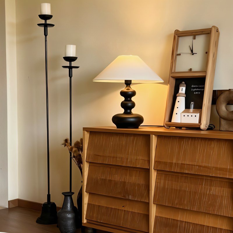 Thelam | Elegant Solid Wood Table Lamp with Fabric Shade for Cozy Ambiance 3