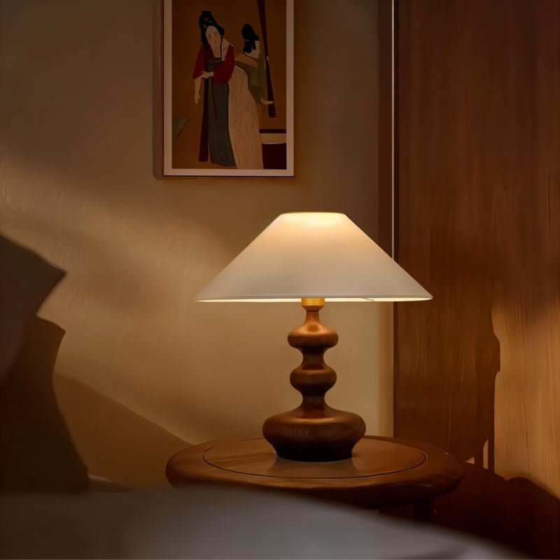 Thelam | Elegant Solid Wood Table Lamp with Fabric Shade for Cozy Ambiance 6