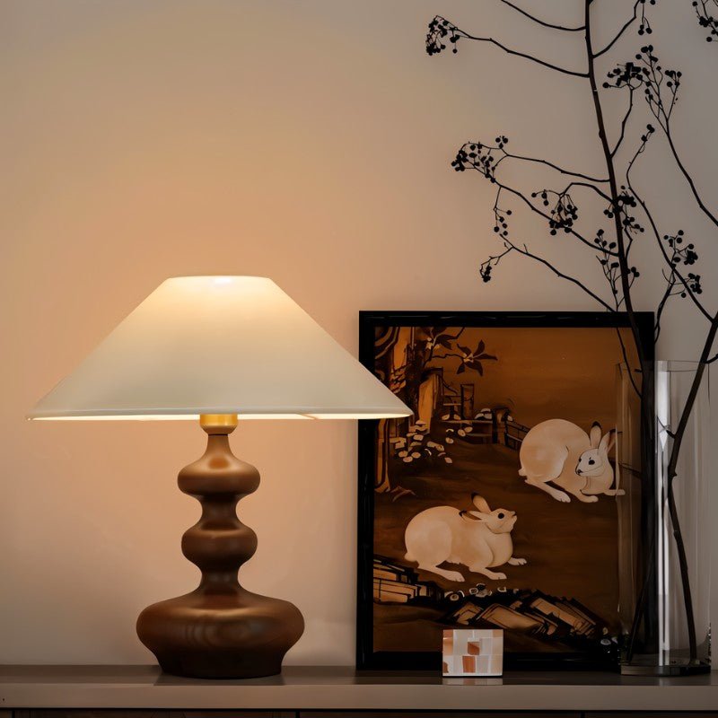 Thelam | Elegant Solid Wood Table Lamp with Fabric Shade for Cozy Ambiance 8