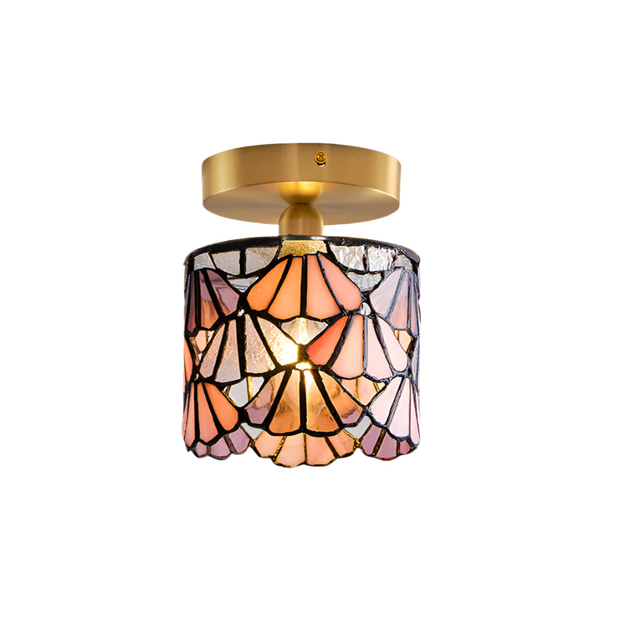 Tiffany Ceiling Light Fixture with Handmade Mosaic Glass | Dimmable Design for Warm Bathroom Ambiance 1