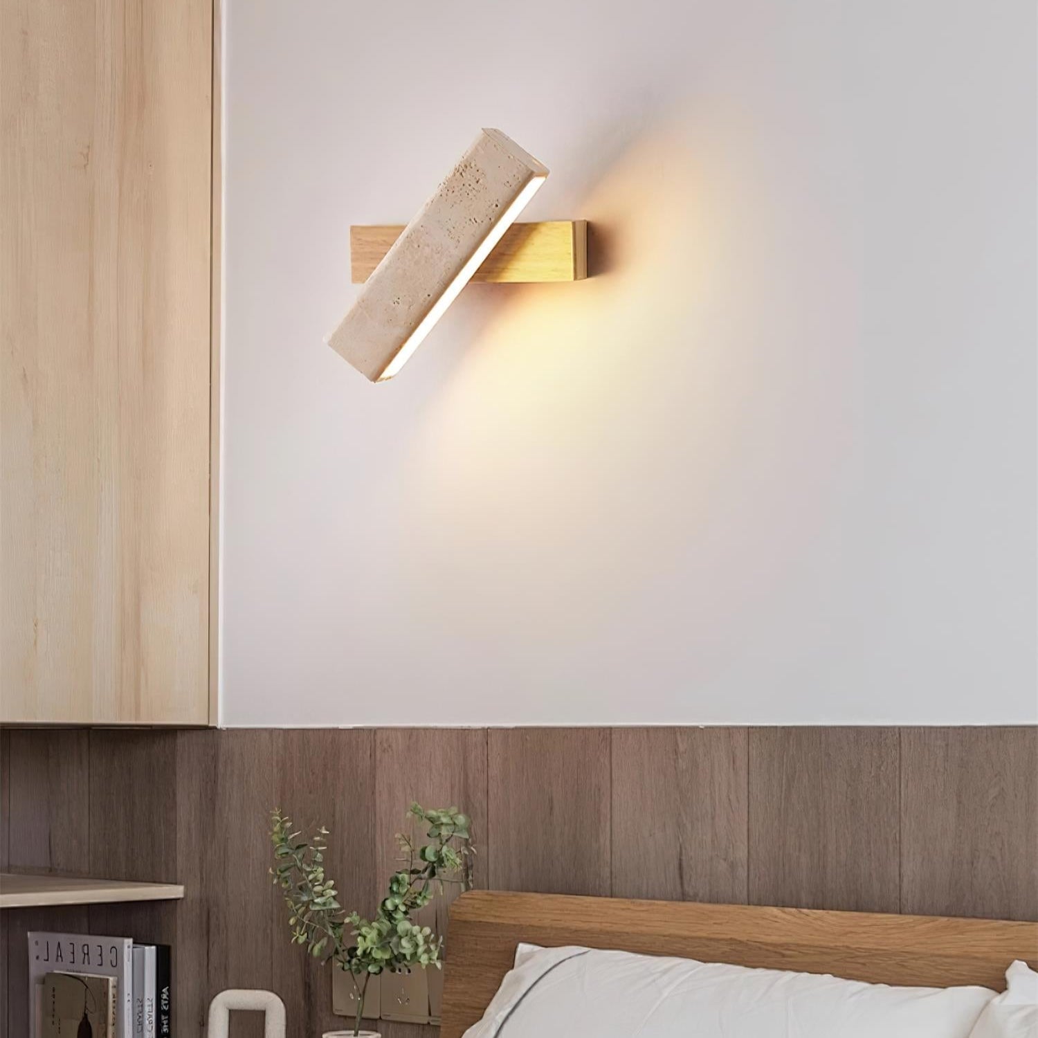 Freyza | Applique murale rotative Orbit en travertin – chambre, couloir