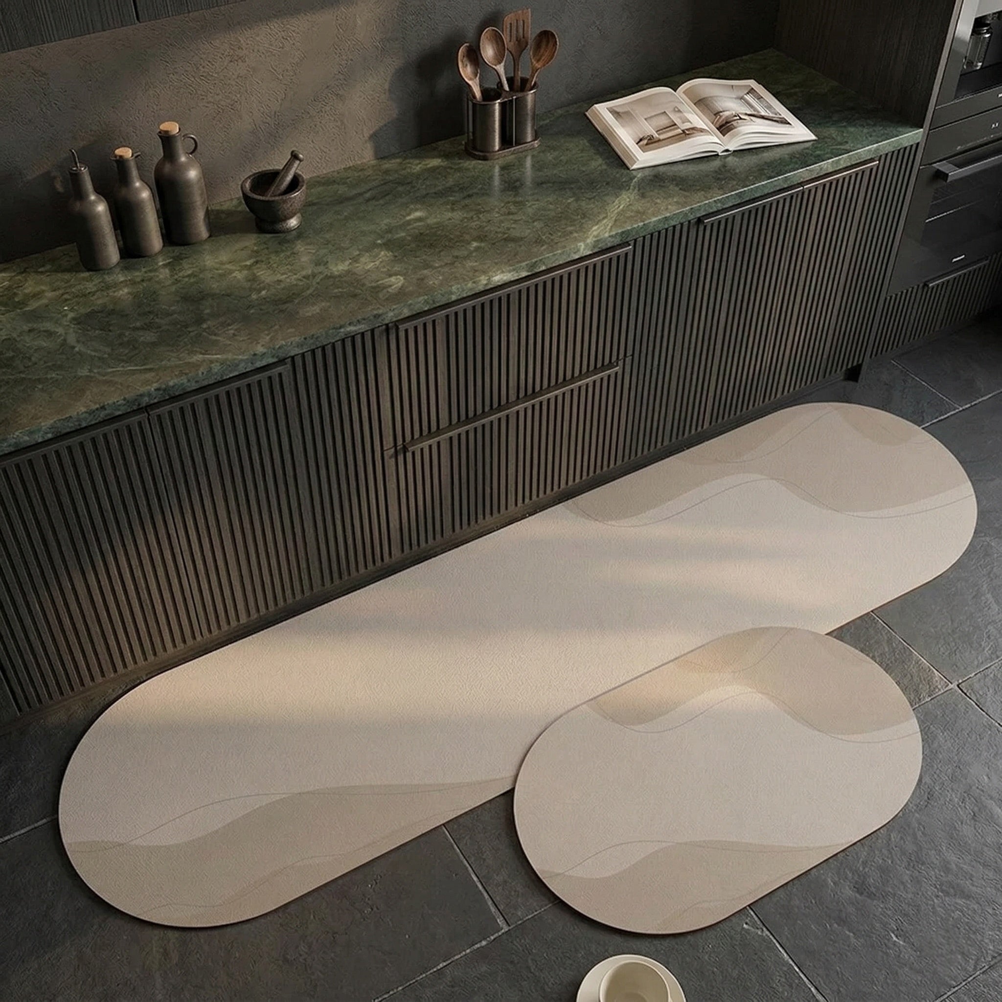 Freyza - Kitchen Floor Rug | Waterproof & Non-Slip Design | Easy-Care Oval Kitchen Rug for Safe Cooking