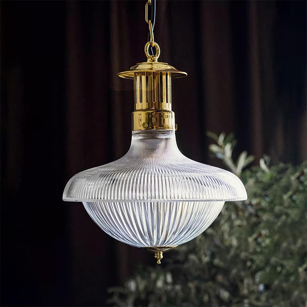 Suspension en verre transparent nervuré Freyza | Orvel – cuisine et salle à manger
