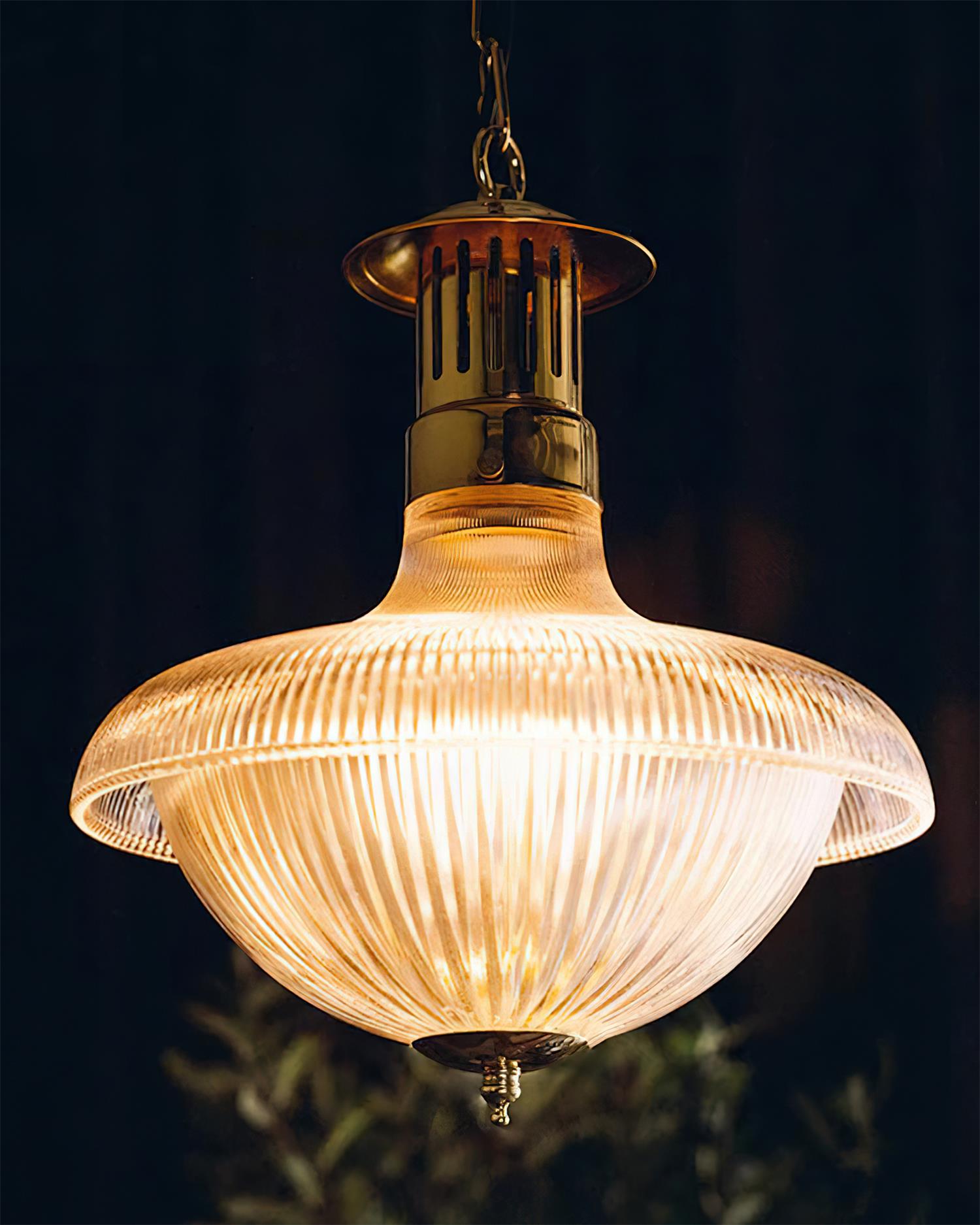 Suspension en verre transparent nervuré Freyza | Orvel – cuisine et salle à manger