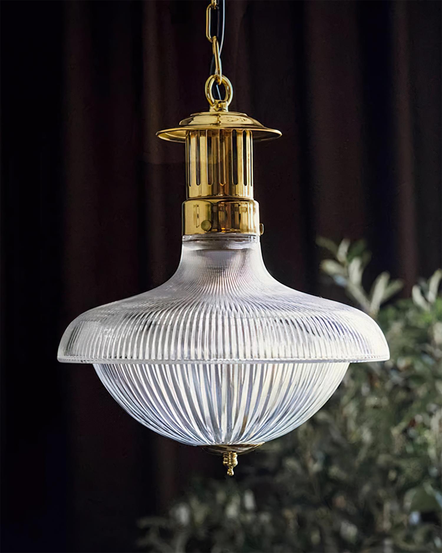 Suspension en verre transparent nervuré Freyza | Orvel – cuisine et salle à manger