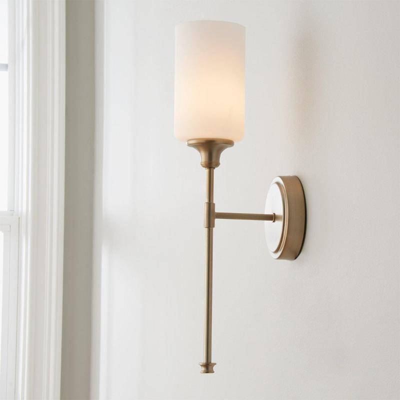 Freyza | Tracie Vintage Industrial Brass Glass Wall Light – Industrial Bedroom Hallway