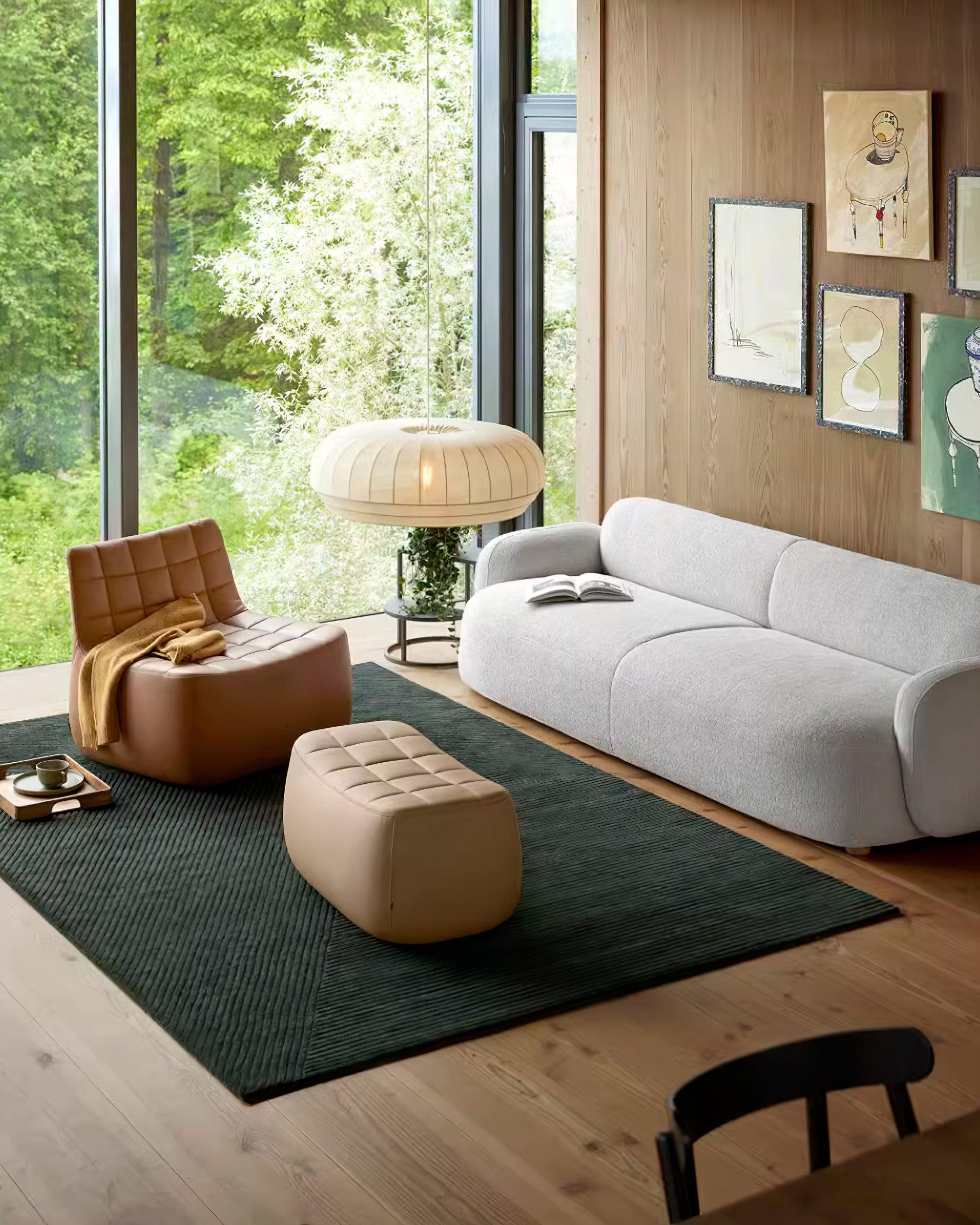 Freyza | Suspension en tissu blanc avec abat-jour en soie – Luminaire moderne pour cuisine et salle à manger