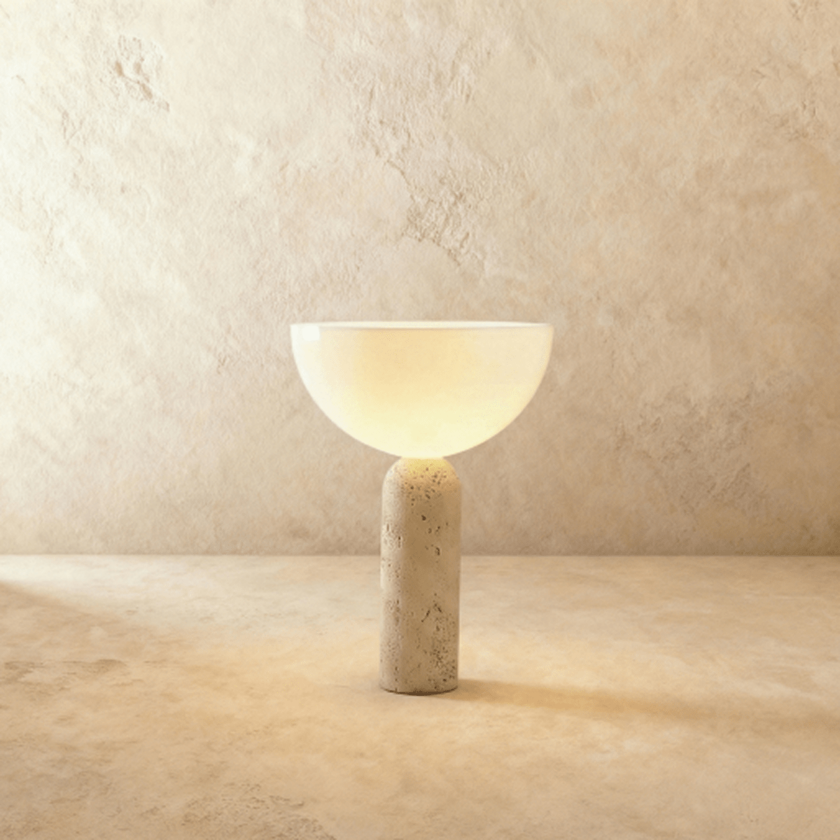 TravertineGlow | Elegant Minimalist Table Lamp for Bedroom or Desk 0