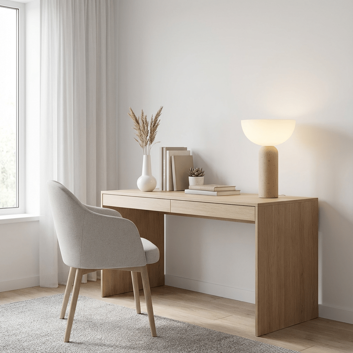 TravertineGlow | Elegant Minimalist Table Lamp for Bedroom or Desk 2