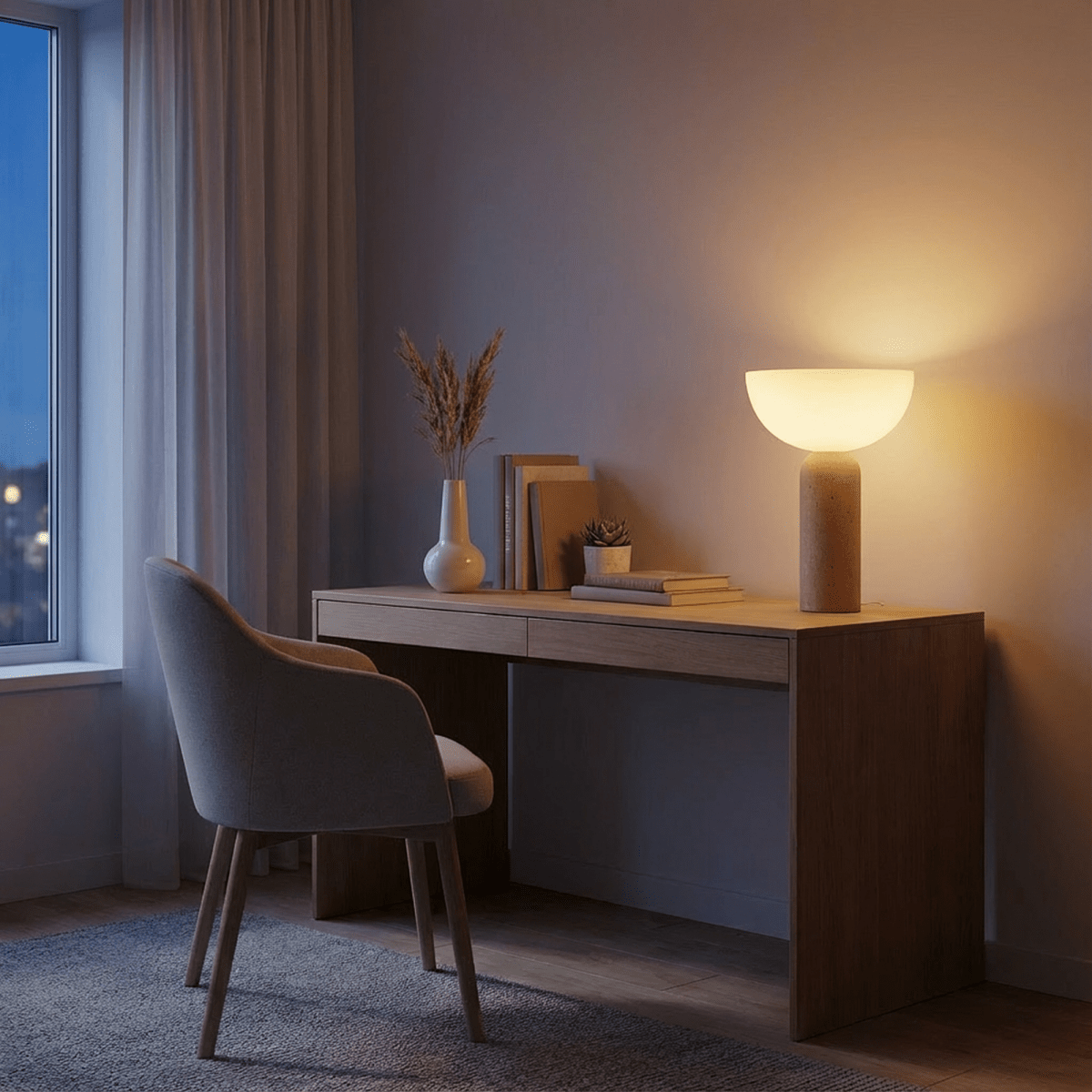 TravertineGlow | Elegant Minimalist Table Lamp for Bedroom or Desk 3