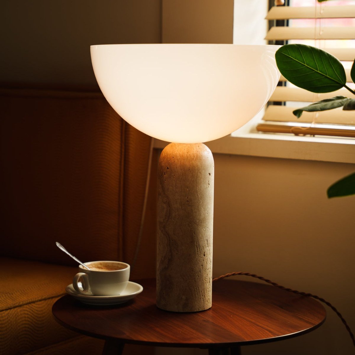 TravertineGlow | Elegant Minimalist Table Lamp for Bedroom or Desk 4