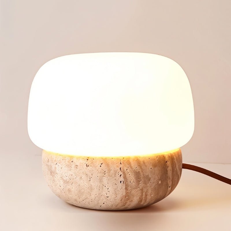 TravertineGlow | Elegant Minimalist Table Lamp for Living Room Ambiance 0