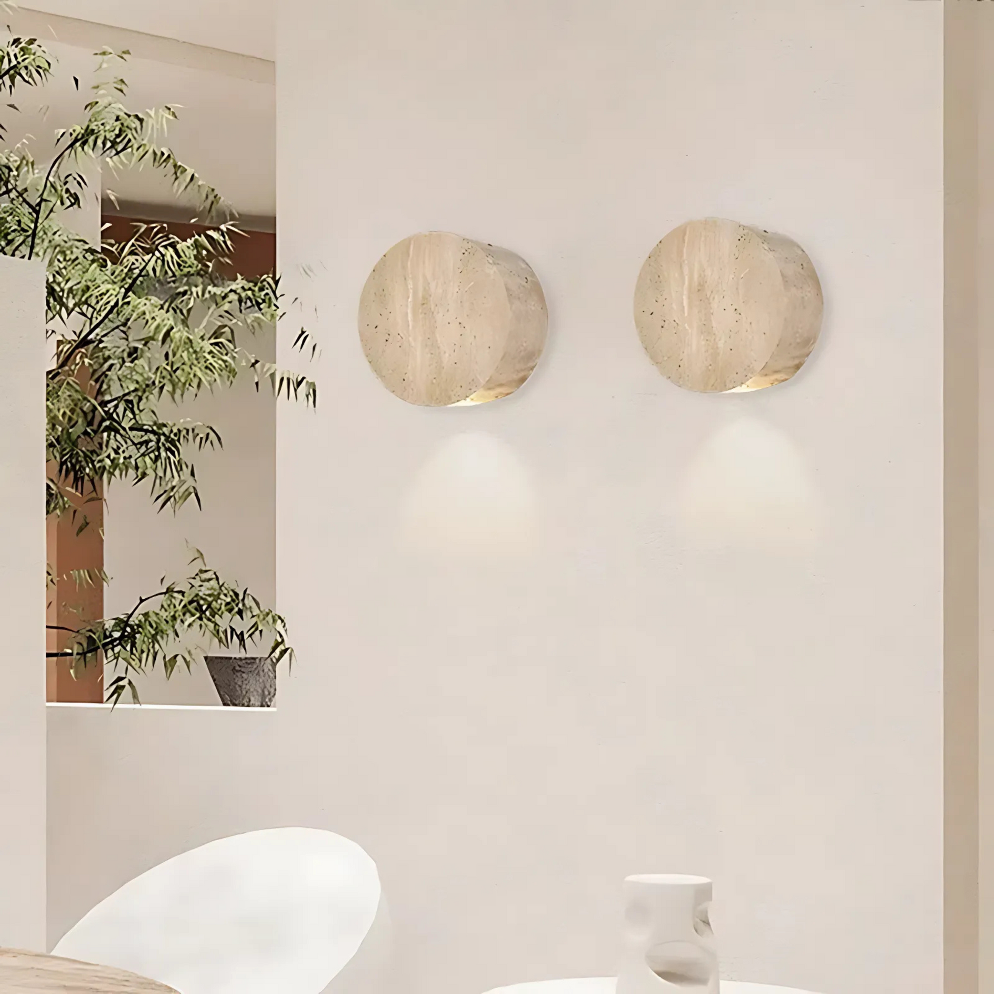 TravertineGlow | Elegant Organic Stone Outdoor Wall Light Fixture 3