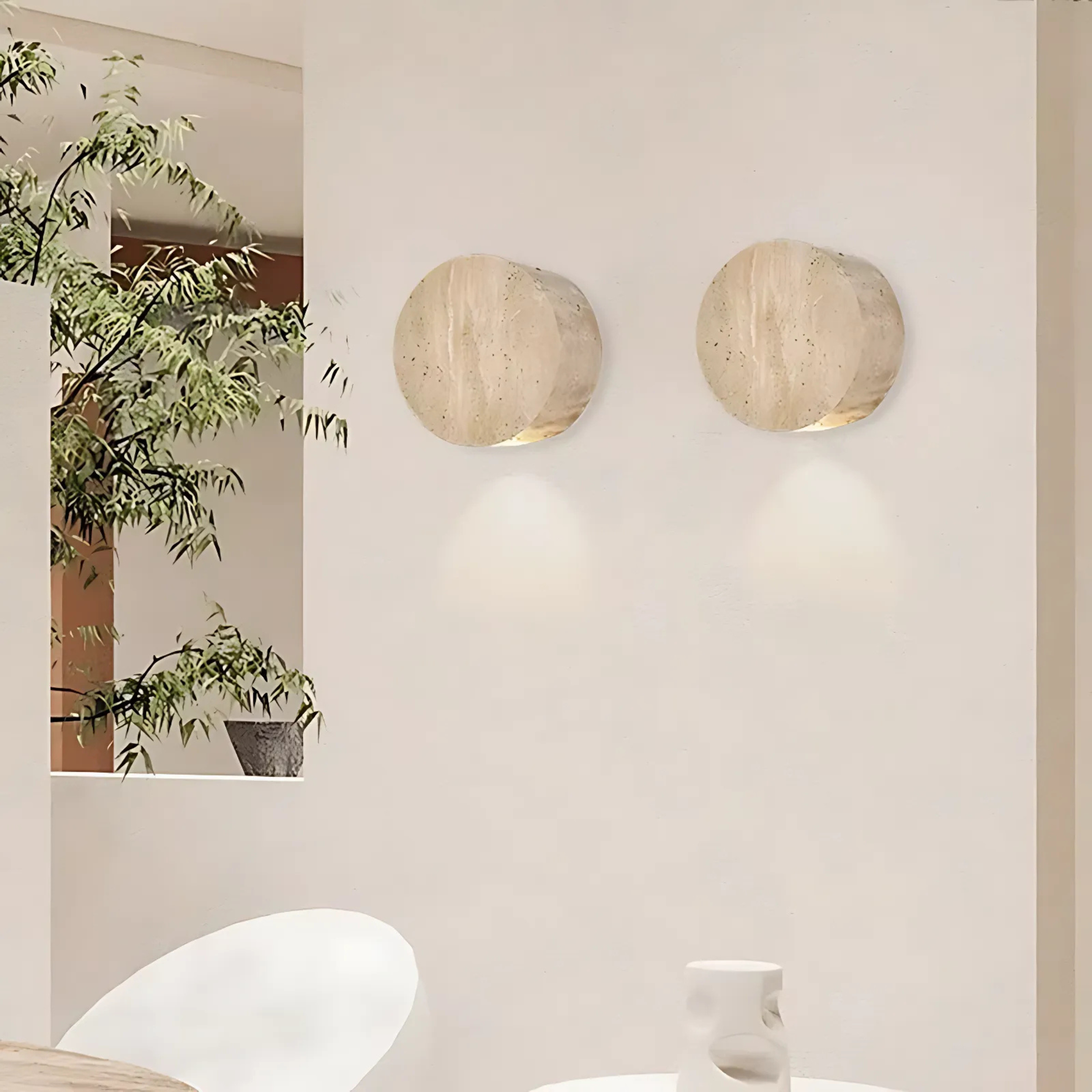 TravertineGlow | Elegant Organic Stone Outdoor Wall Light Fixture 3