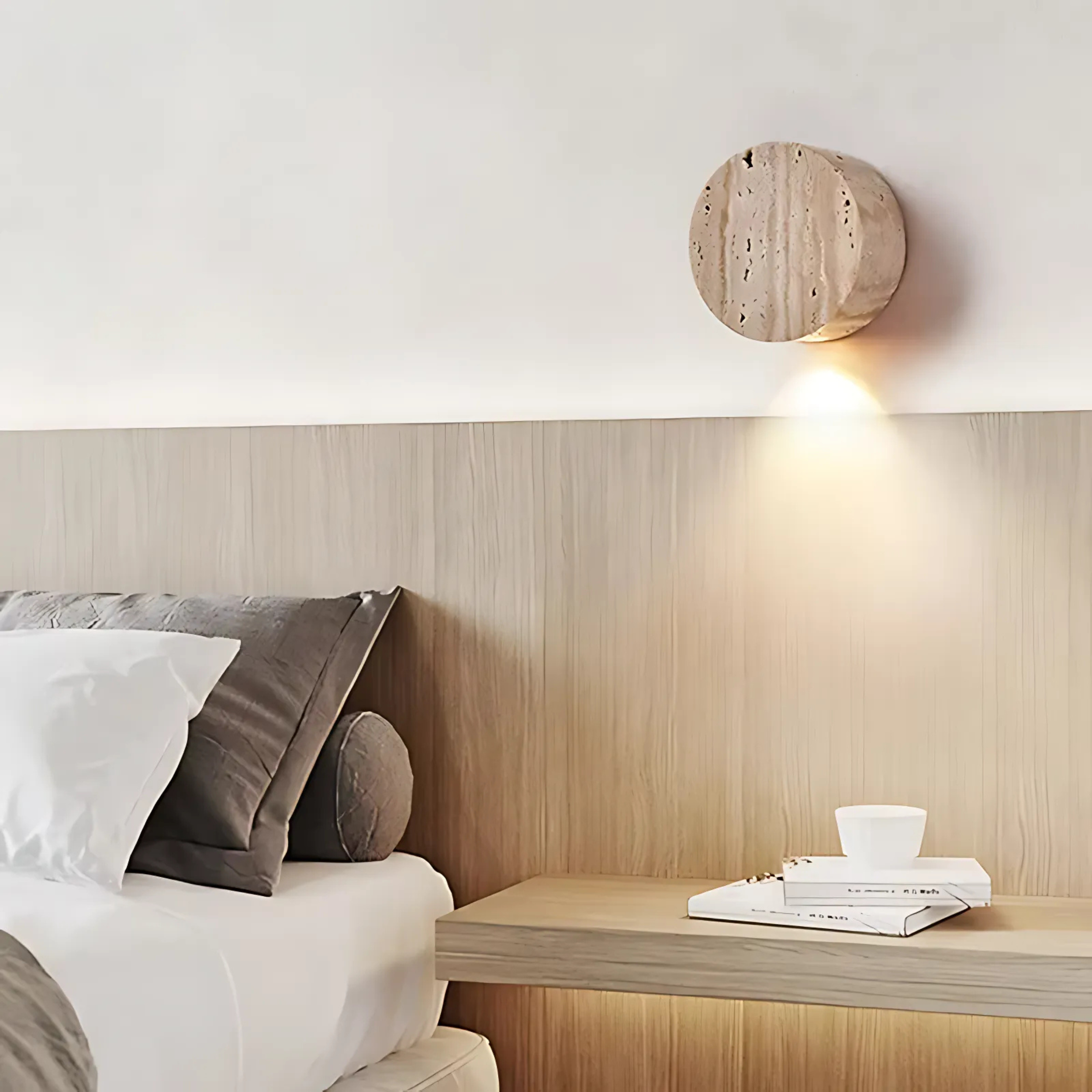 TravertineGlow | Elegant Organic Stone Outdoor Wall Light Fixture 4