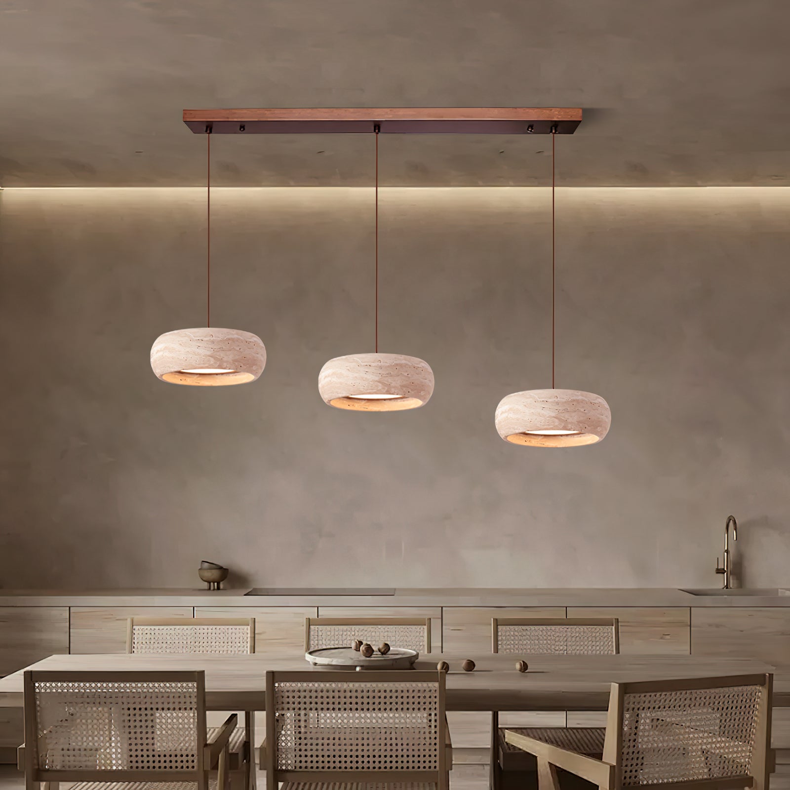 Freyza | Eurvaran Drum Travertine Pendant Light – Kitchen Dining Room