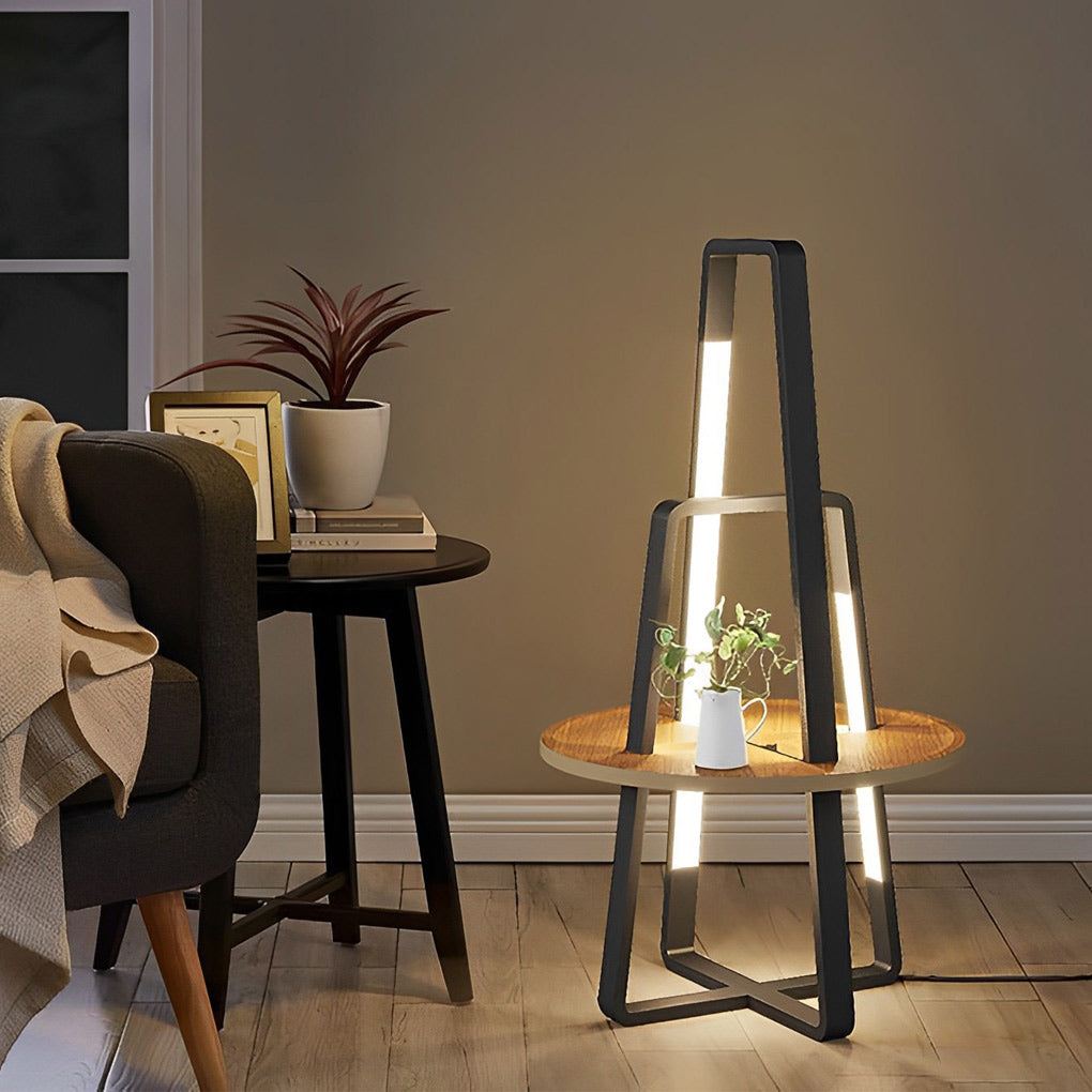 TrayLux | Modern Black Floor Lamp with Remote Control and Stylish Tray 0