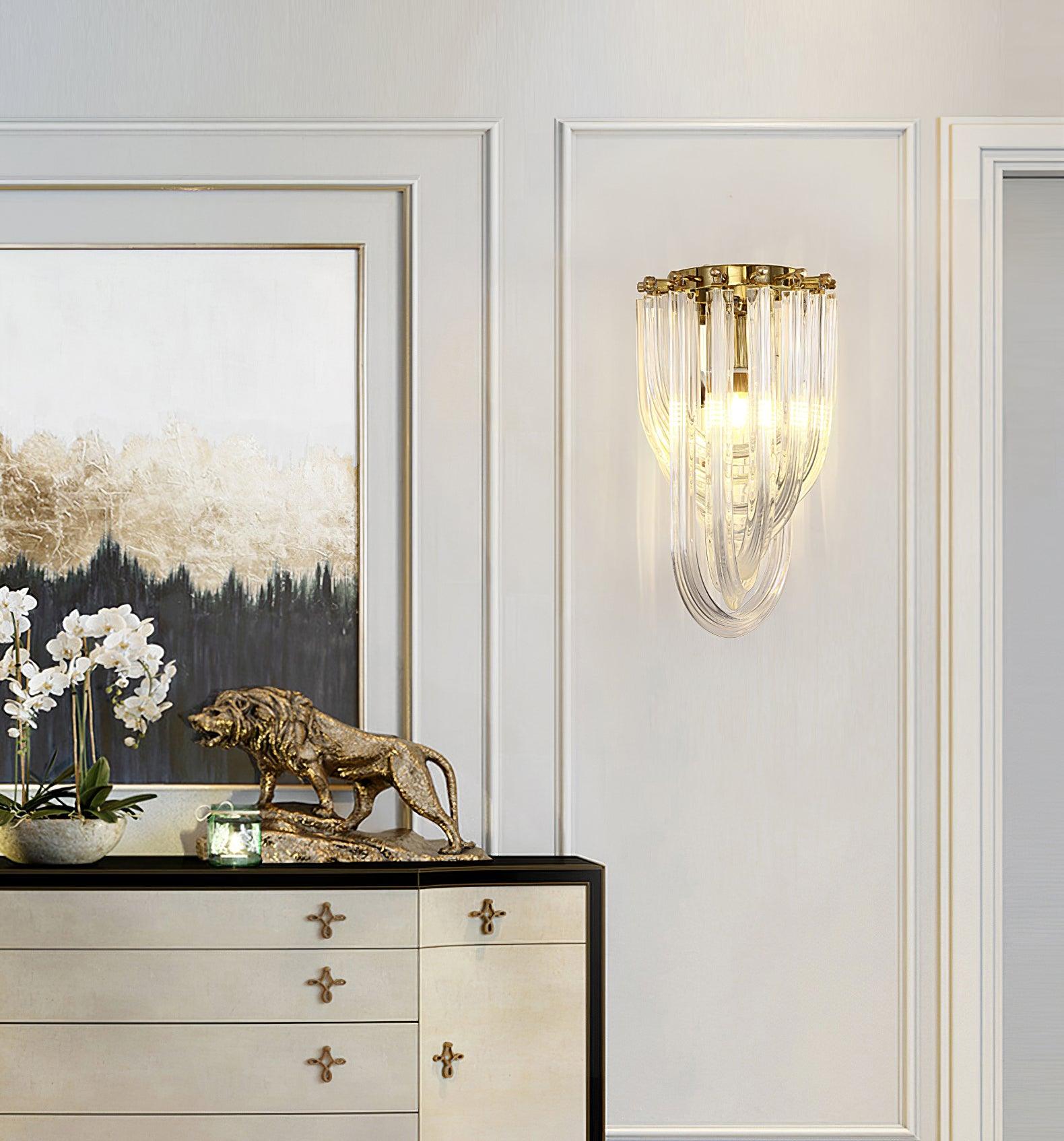 Freyza | Applique murale Aurora Trevi en verre doré – Chambre et couloir modernes