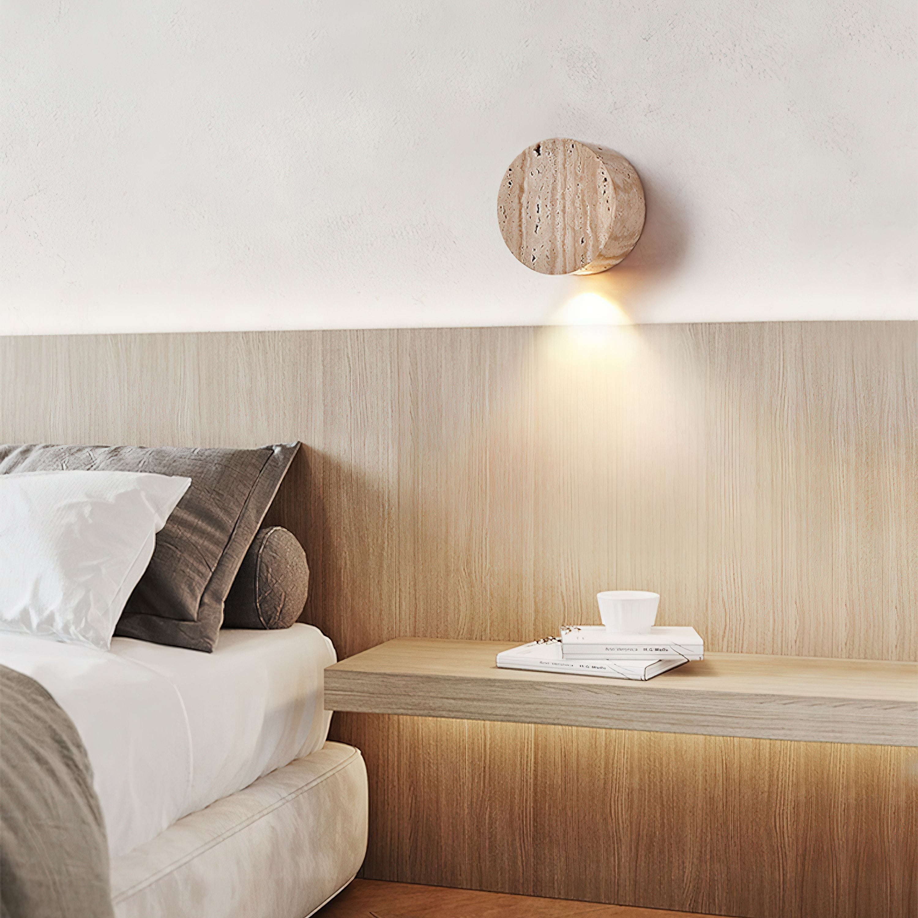 Freyza | Applique murale classique en travertin Izoren – Chambre, couloir