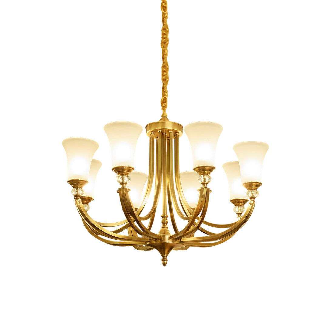 Freyza | Ordoran Vintage Industrial Brass Glass Chandelier – Industrial Dining Room Living Room