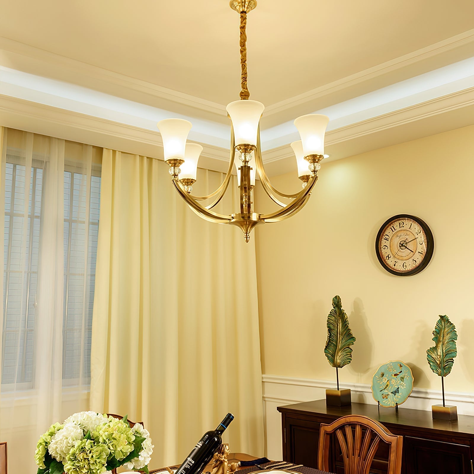 Freyza | Ordoran Vintage Industrial Brass Glass Chandelier – Industrial Dining Room Living Room
