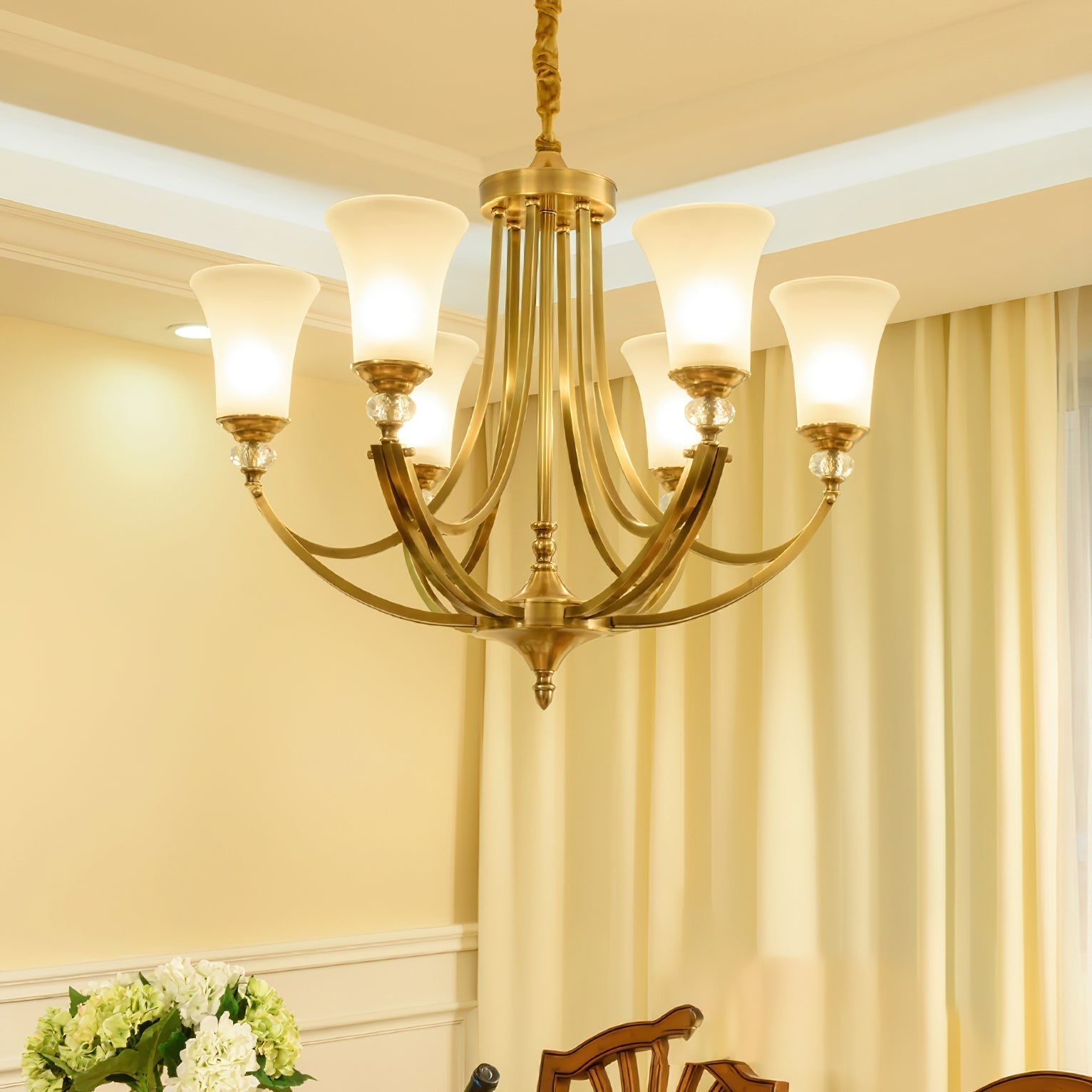 Freyza | Ordoran Vintage Industrial Brass Glass Chandelier – Industrial Dining Room Living Room