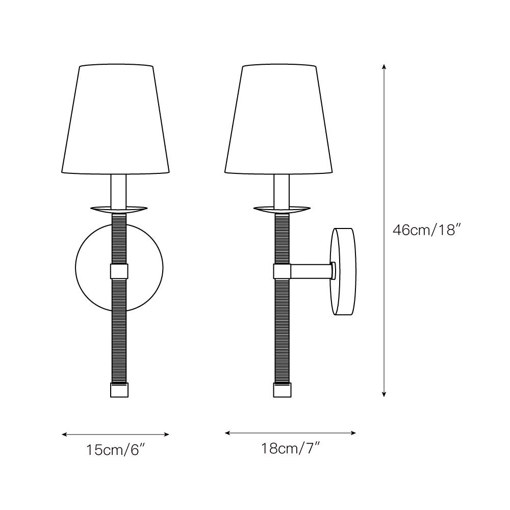Freyza | Conoror Elegance Vintage Brass Fabric Wall Light – Vintage Bedroom Hallway