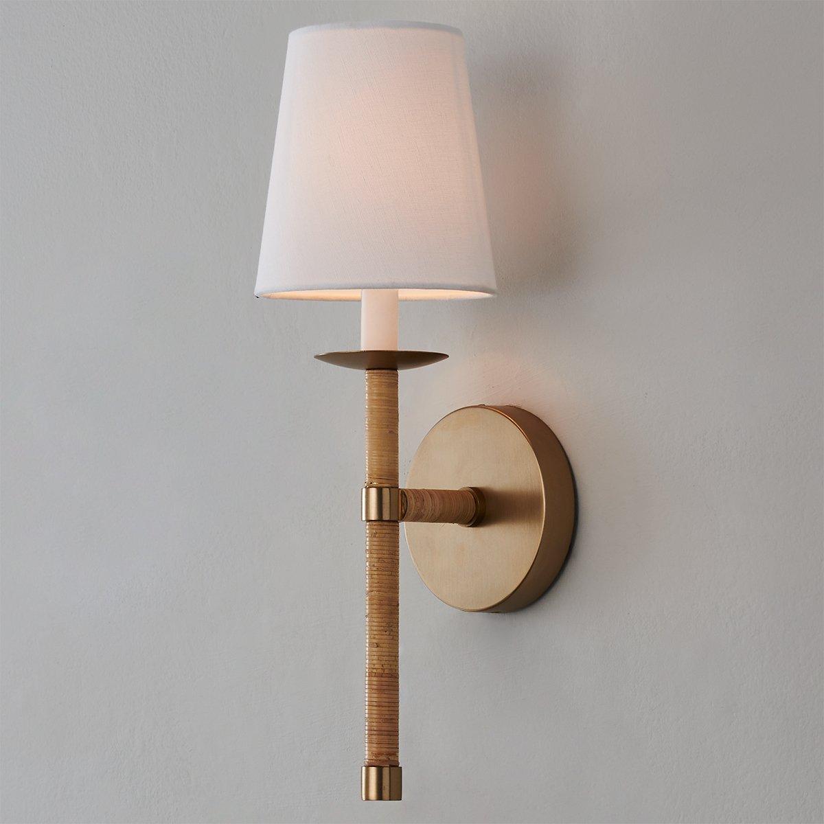 Freyza | Conoror Elegance Vintage Brass Fabric Wall Light – Vintage Bedroom Hallway