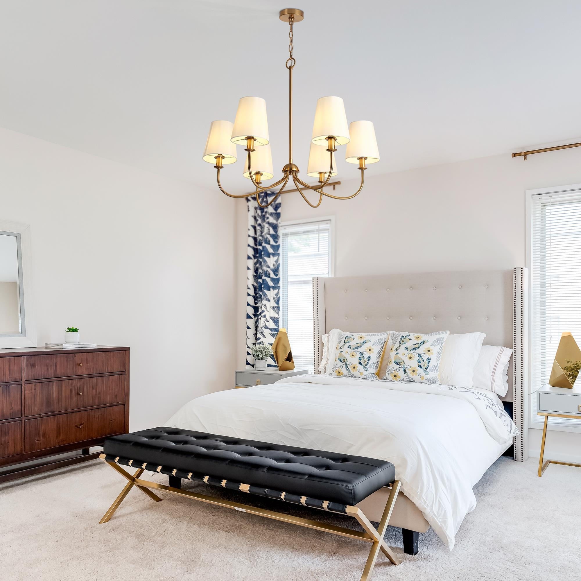 Freyza | Icarisra Vintage Industrial Brass Fabric Chandelier – Industrial Dining Room Living Room
