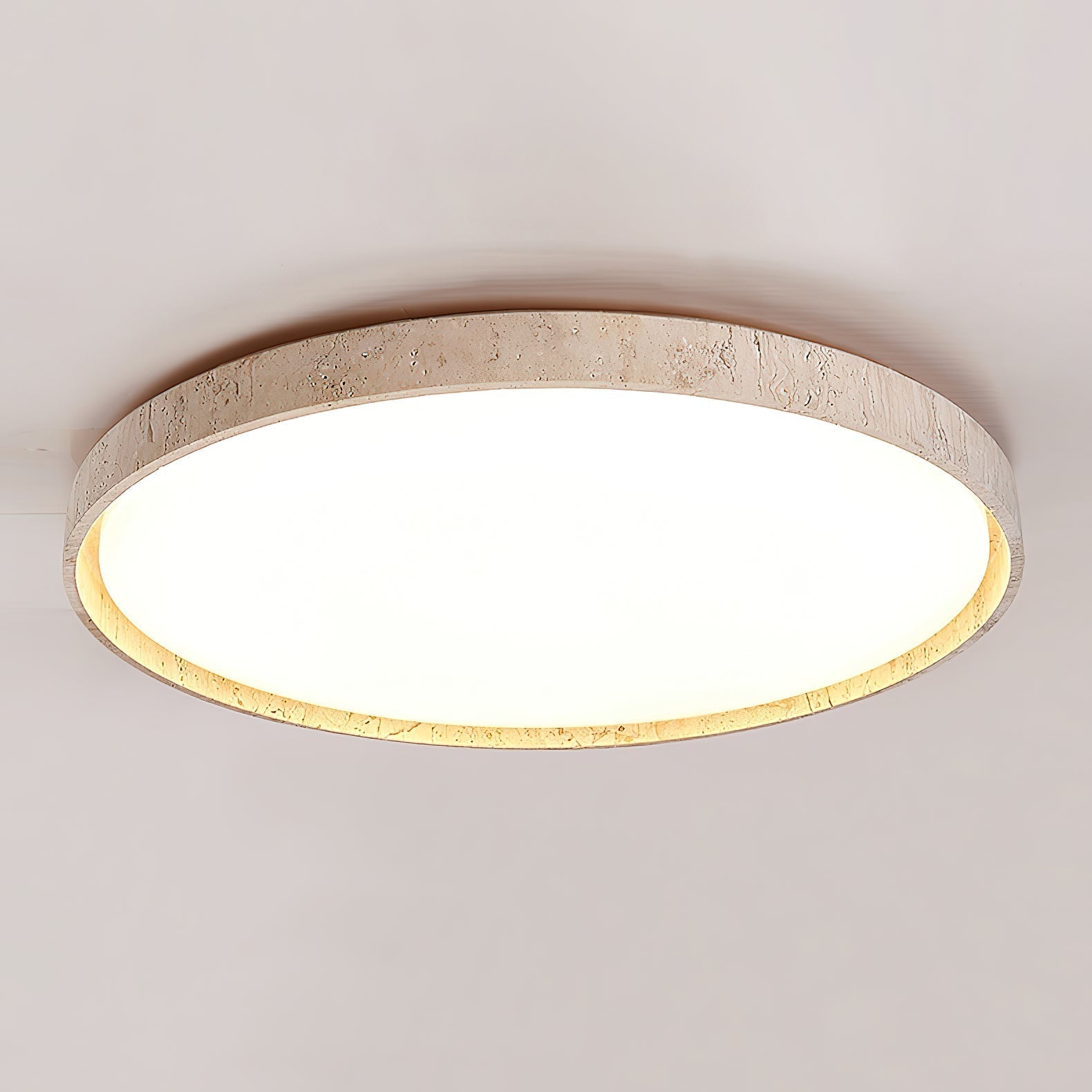 Freyza | Symiror Luminaire de plafond rond en travertin – Chambre, salon